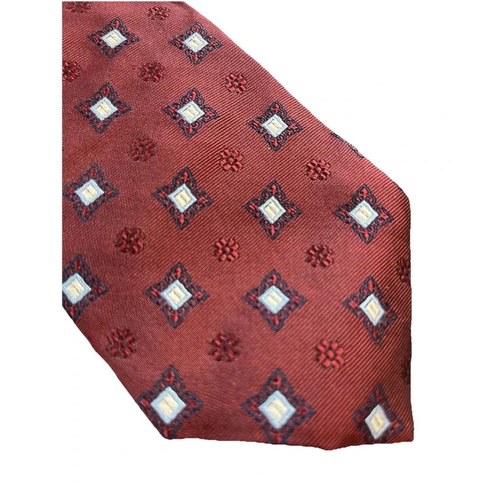 Brooks Brothers Makers Merchants Burgundy Blue Tie Geometric Floral‎ 58 1/2